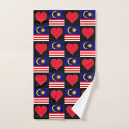 Maleisische vlag en Heart Pattern Handdoek