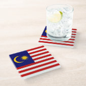 Maleisische vlag glazen onderzetter (Schuin)