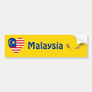 Maleisische Vlag Hart + Landkaart Bumpersticker