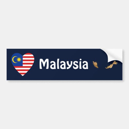 Maleisische Vlag Hart + Landkaart Bumpersticker (Voorkant)