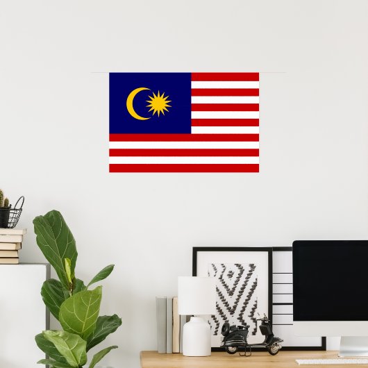 Maleisische vlag poster (Thuiskantoor)