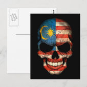 Maleisische vlaggenschedel op zwart briefkaart (Voorkant / Achterkant)