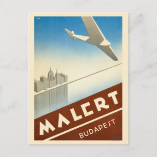 Malert Budapest Hungary Vintage Poster 1934 Briefkaart