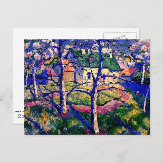 Malevich - appelbomen in bloei briefkaart (Voorkant / Achterkant)