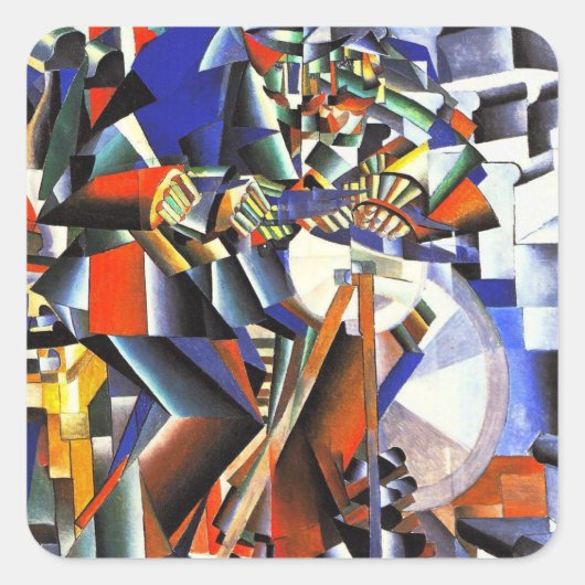 Malevich Kazimir The Knifegrinder Vierkante Sticker (Voorkant)