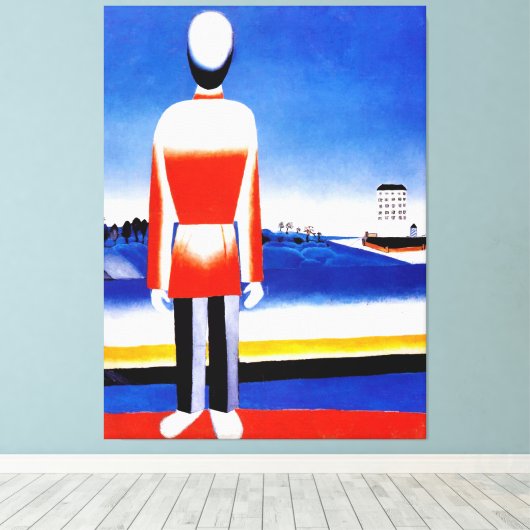 Malevich - Man in het Suprematist Landschap Canvas Afdruk (Insitu (Houten vloer))
