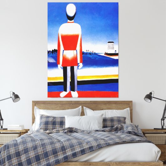 Malevich - Man in het Suprematist Landschap Canvas Afdruk (Insitu (Slaapkamer))