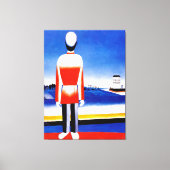 Malevich - Man in het Suprematist Landschap Canvas Afdruk (Voorkant)