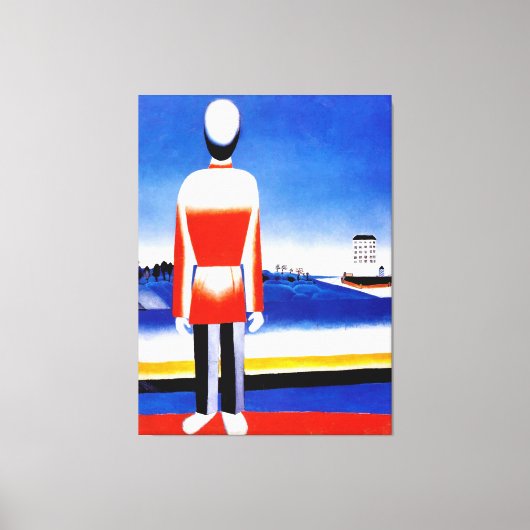 Malevich - Man in het Suprematist Landschap Canvas Afdruk (Voorkant)