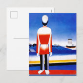 Malevich - Man in het Suprematist Landschap Feestdagenkaart (Voorkant / Achterkant)