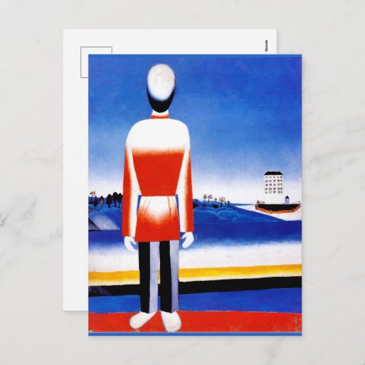 Malevich - Man in het Suprematist Landschap Feestdagenkaart (Voorkant / Achterkant)