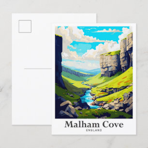 Malham England Art Vintage Travel Illustratie Briefkaart