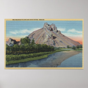 Malheur Butte & River, Uitzicht Oregon Poster