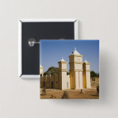 Mali, Bamako. Mosque, Bamako-Djenne Road Vierkante Button 5,1 Cm (Voorkant /achterkant)