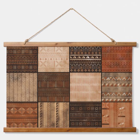 Mali Bogolan Pattern Hanging Tapestry Hangend Wandkleed (Voorkant)