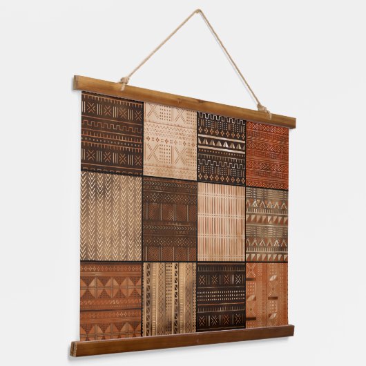 Mali Bogolan Pattern Hanging Tapestry Hangend Wandkleed (Gebogen)