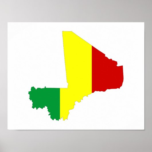 mali country flag map form silhouette symbol poster (Voorkant)