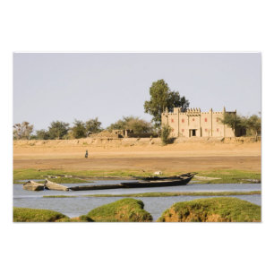 Mali, Djenne. Bani rivier bij Djenne Foto Afdruk