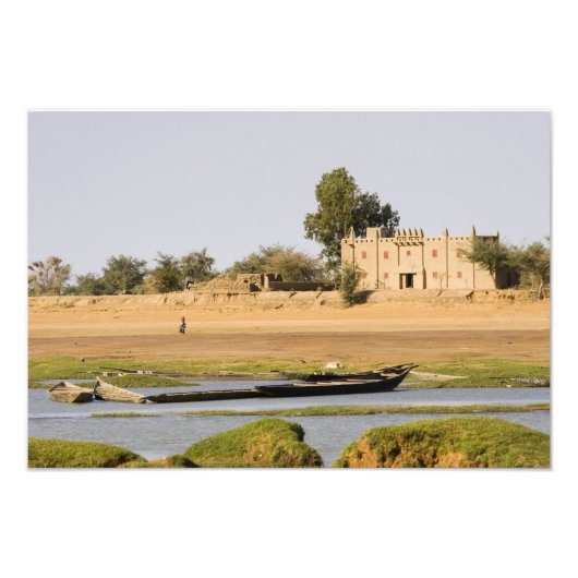 Mali, Djenne. Bani rivier bij Djenne Foto Afdruk (Voorkant)