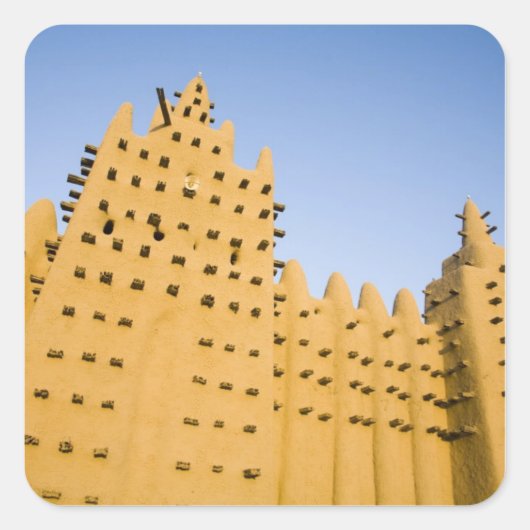 Mali, Djenne. Grote Moskee Vierkante Sticker (Voorkant)
