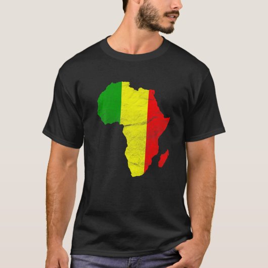 Mali Flag Africa Continent Silhouette Gift for Mal T-shirt (Voorkant)