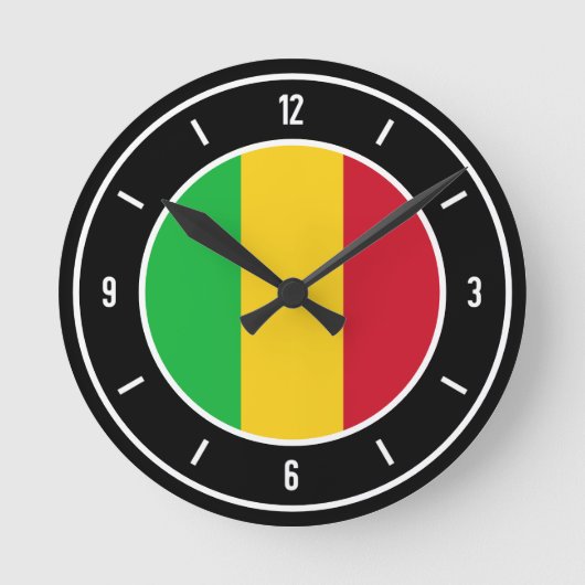 Mali Flag Elegant Round Ronde Klok (Voorkant)