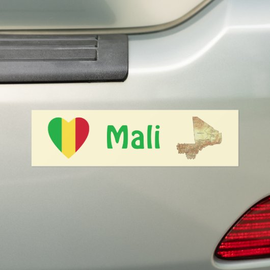 Mali Flag Heart + Map Bumpersticker (Op auto)