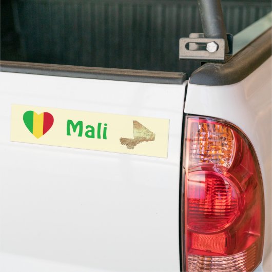 Mali Flag Heart + Map Bumpersticker (Op Truck)