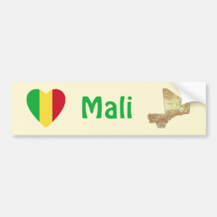 Mali Flag Heart + Map Bumpersticker