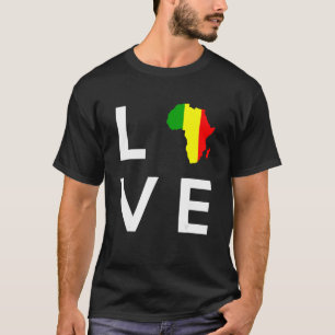 Mali Flag Love Africa Continent Silhouette for Mal T-shirt