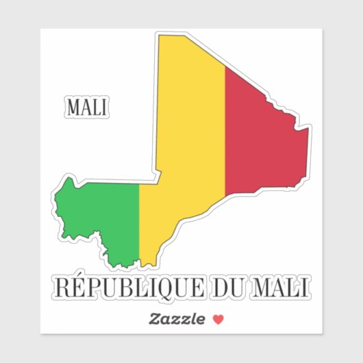 Mali Flag Map Patriotic Sticker (Vel)