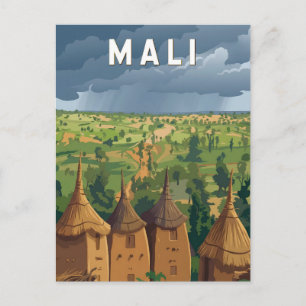 Mali Illustratie Reis Kunst Vintage Briefkaart