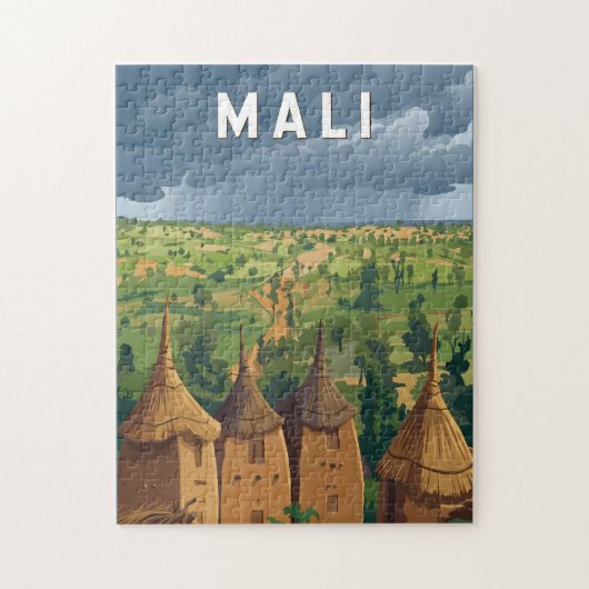 Mali Illustratie Reis Kunst Vintage Legpuzzel (Verticaal)