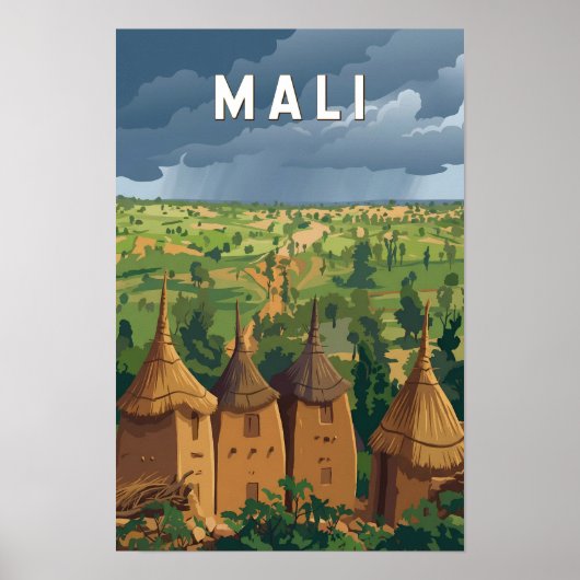 Mali Illustratie Reis Kunst Vintage Poster (Voorkant)