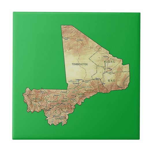 Mali kaart tegel tegeltje (Voorkant)
