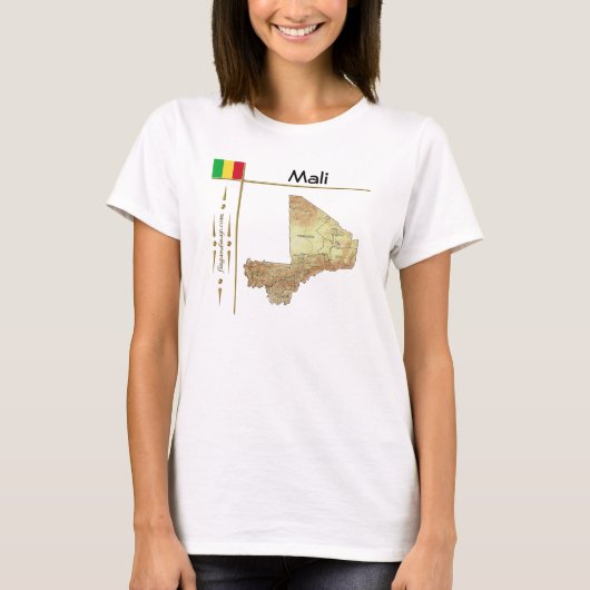 Mali kaart + vlag + titel T-shirt (Voorkant)