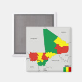 mali - land politieke kaart magneet (Voorkant / Achterkant)