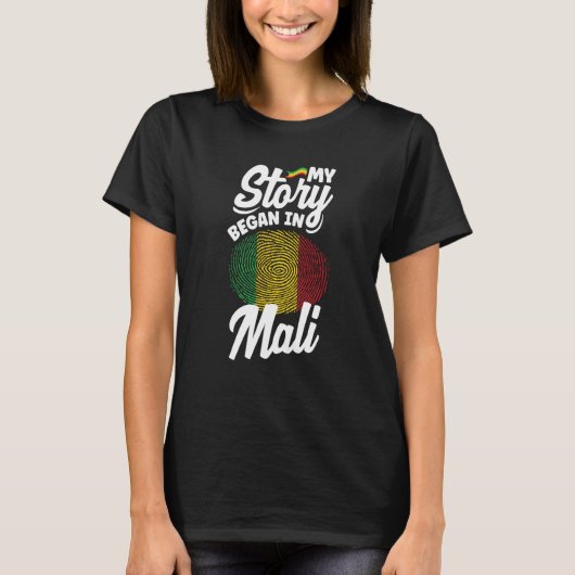 Mali Mali vlag mijn verhaal begint op Mali T-shirt (Voorkant)