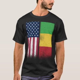 Mali Malian American Flags Proud USA Mali T-shirt