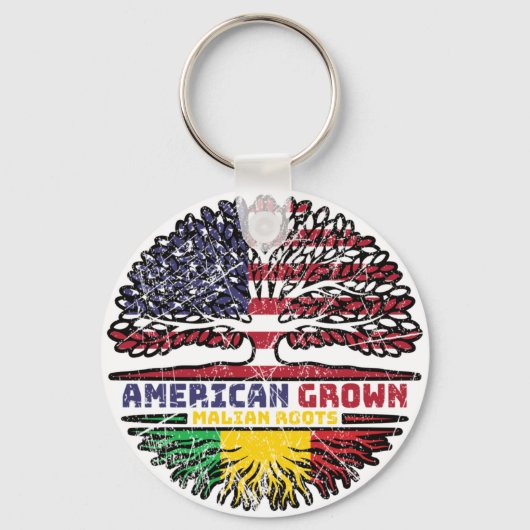 Mali Malian American USA Tree Roots Flag Sleutelhanger (Voorkant)