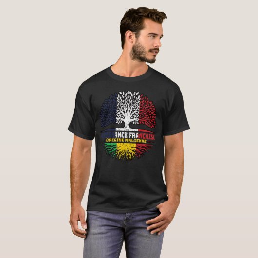 Mali Malian French Tree Roots Flag T-shirt (Voorkant volledig)
