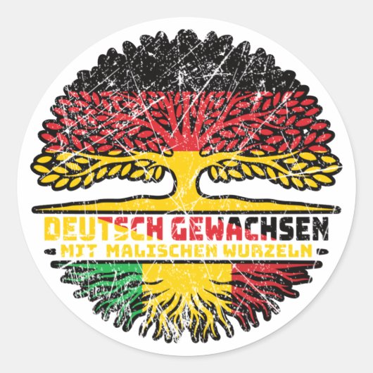 Mali Malisch Deutsch Deutschland Baum Wurzel Ronde Sticker (Voorkant)