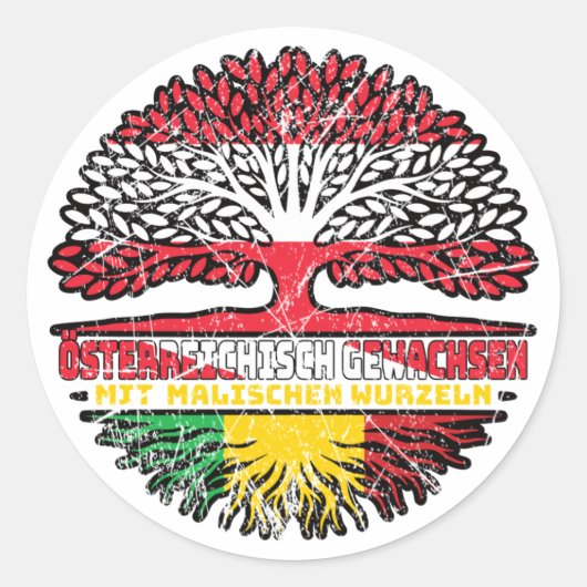 Mali Malisch Österreichisch Österreich Baum Wurzel Ronde Sticker (Voorkant)