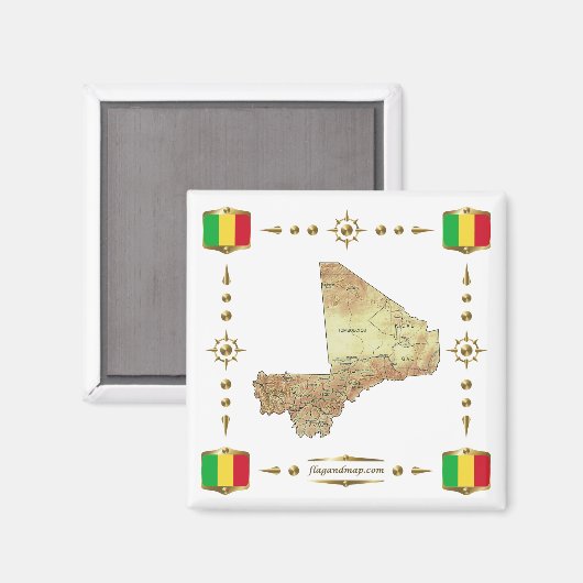 Mali Map + Flags Magnet (Voorkant / Achterkant)