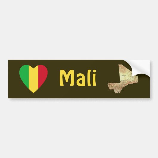 Mali Vlag Hart + Landkaart Bumpersticker (Voorkant)