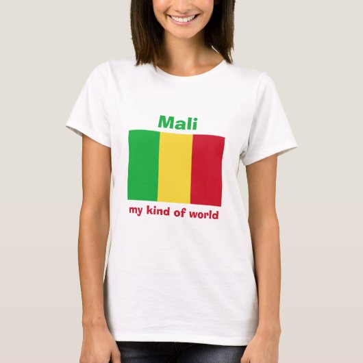 Mali Vlag + Kaart + Tekst T-shirt (Voorkant)