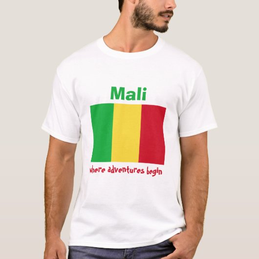 Mali Vlag + Kaart + Tekst T-Shirt (Voorkant)