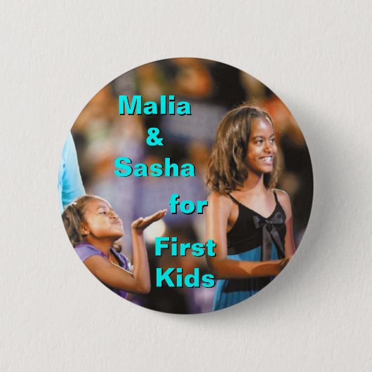 Malia en Sasha Obama voor de eerste Kinder Button (Voorkant)