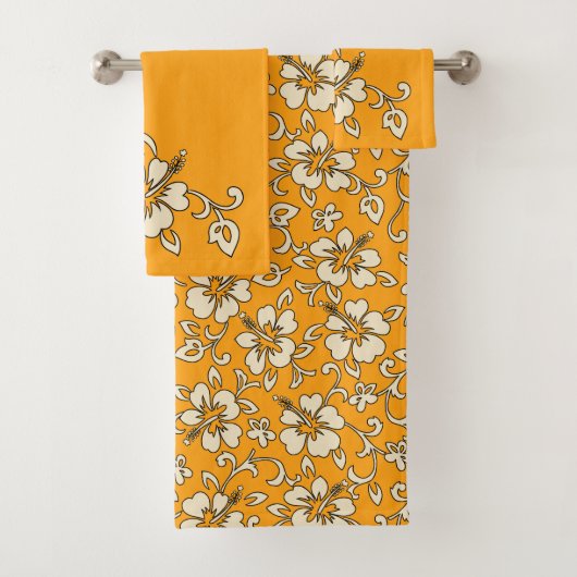 Malia Hawaiian Hibiscus Floral Coordinate - Goud Bad Handdoek (Insitu)