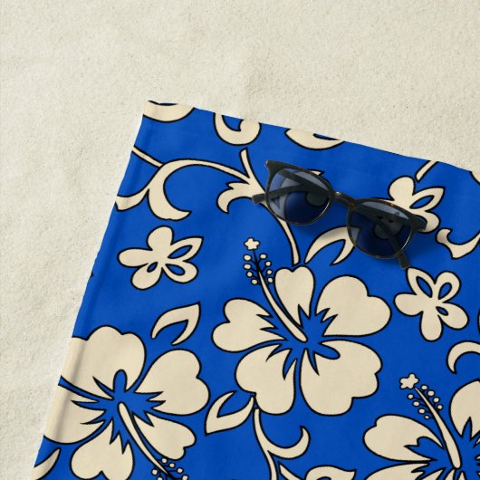 Malia Hawaiian Hibiscus Tropical Floral - Royal Strandlaken (In situ)